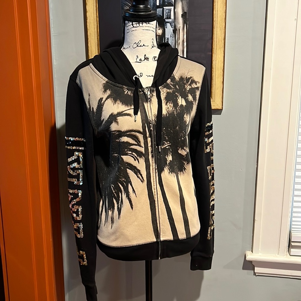 RARE Victoria’s Secret PINK Bling Palm Tree Hoodie Sweatshirt (S)